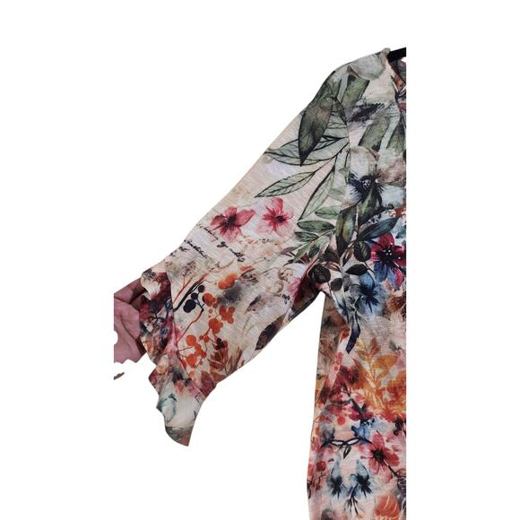 Time & Tru Floral Top 3/4 Ruffle Sleeve Bohemian Blouse Womens Size XXL Romantic - Picture 5 of 10
